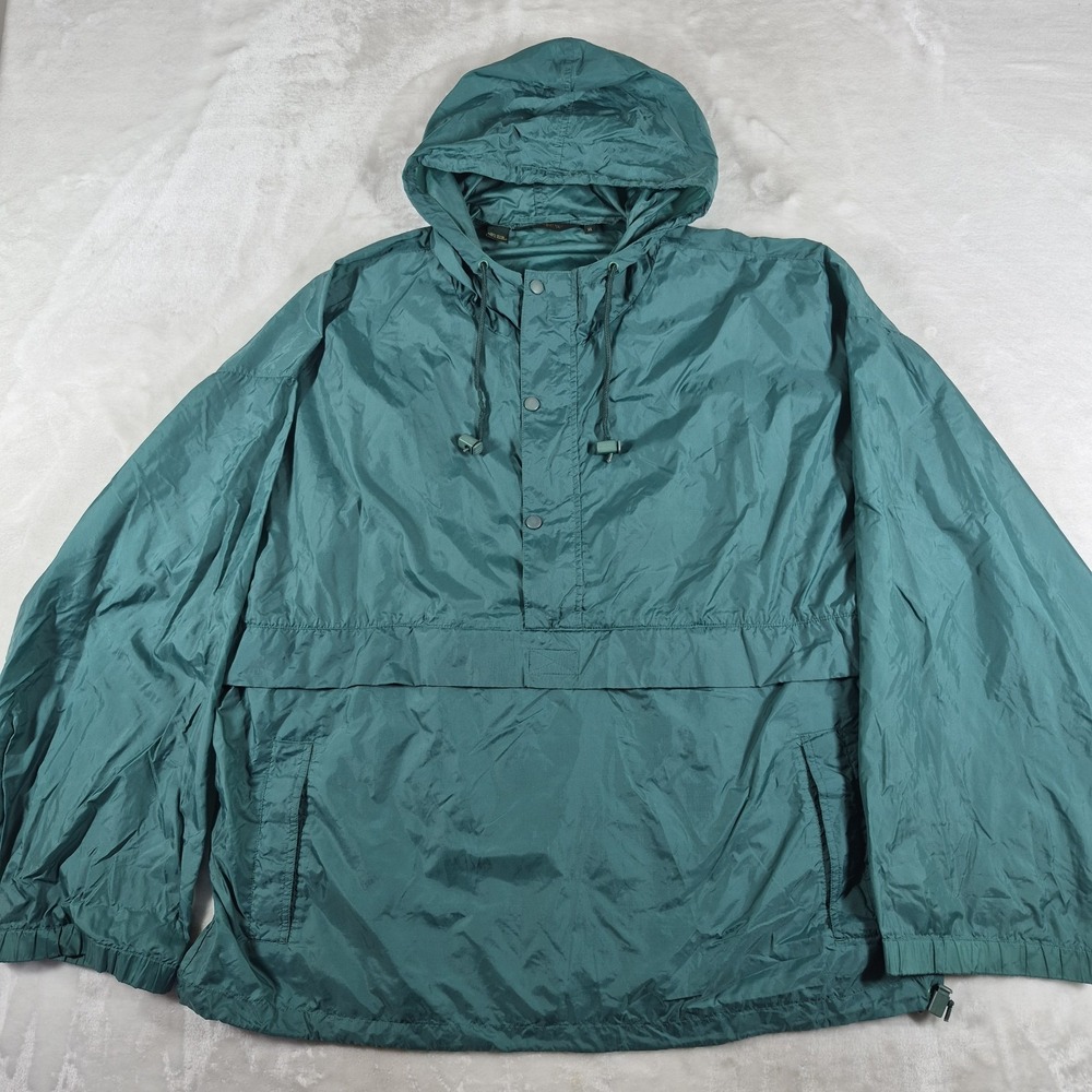 Vintage J. Crew Oarsman Windbreaker Anorak Jacket Men's XL Green 100% Nylon 90s